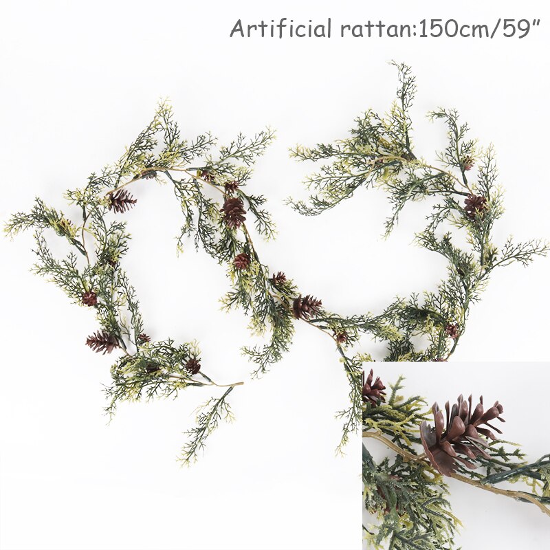 Kunstgrøn julekrans krans julefest juledekoration til hjemmet fyrretræ rotting hængende ornament år: Stil b