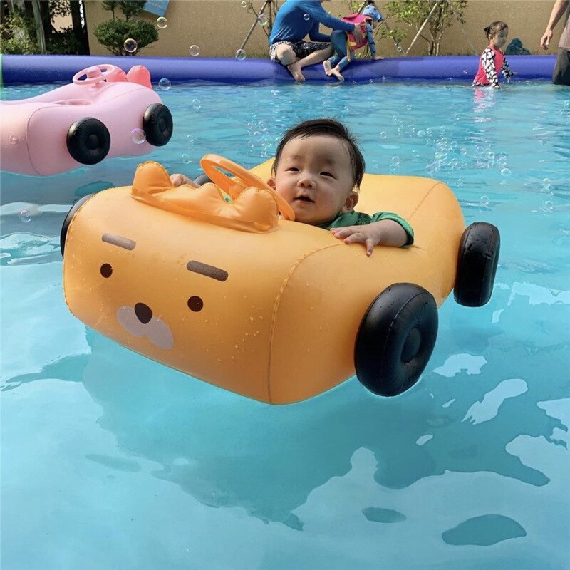 Parasol extraíble de dibujos animados para bebé, con volante flotador de piscina infantil, asiento de natación, juguetes de verano para en la playa y piscina