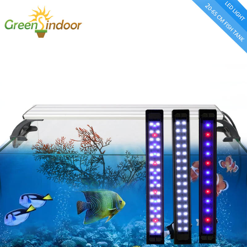 Lampe de réservoir de poisson lumière LED d'aquarium 20-65CM LED de pêche d'intérieur plantes aquatiques lumières Luminaria Aquario lumière avec minuterie et gradation
