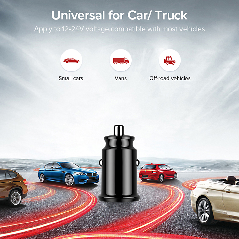 2 Port USB Car Charger For Mobile Phone Tablet GPS 4.8A Fast Charger Mini Car-Chargers Dual USB Car Phone Charger Adapter in Car