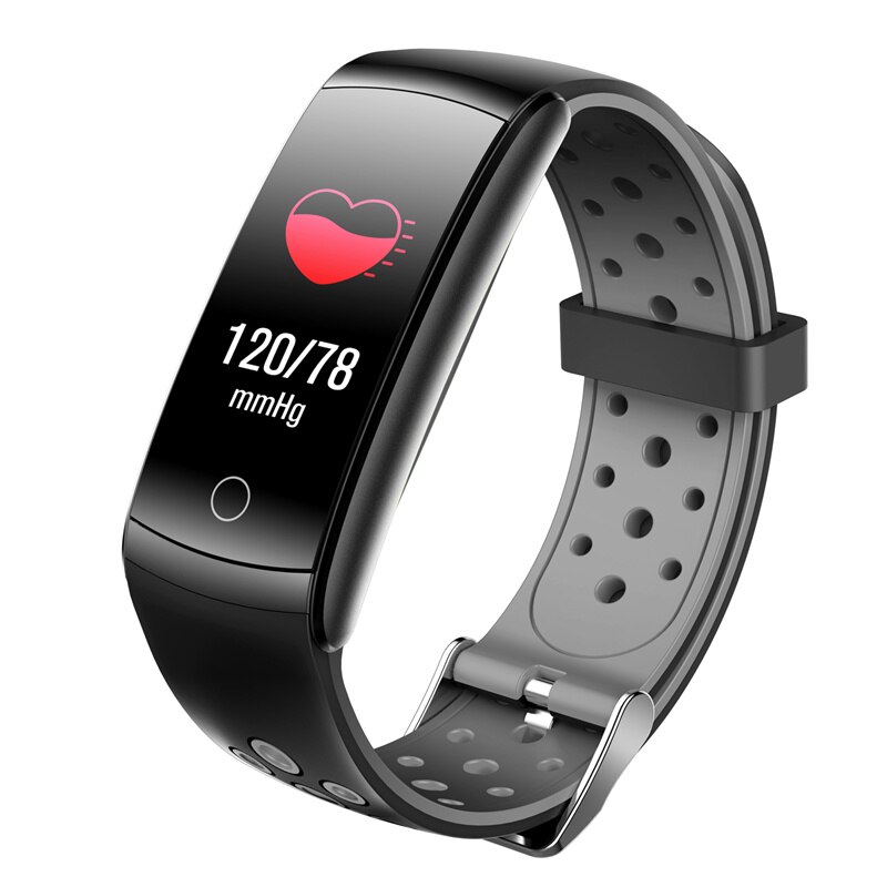 Q8 smart armbånd mænd kvinder pulsmåler vandtæt bånd fitness tracker  q8l smart ur til ios android telefon: Grå