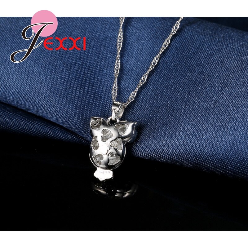 925 Sterling Silver Beautiful Women Jewelry Sets With Pretty Cubic Zircon Owl For Girls Necklace Earrings Sets