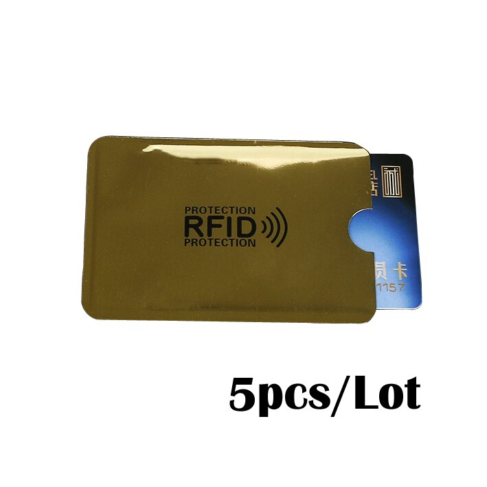 5PC Anti Rfid Blocking Reader Lock Bank Card Holder ID Bank Card Case Rfid Protection Metal Credit Card Holder Aluminium: Yellow