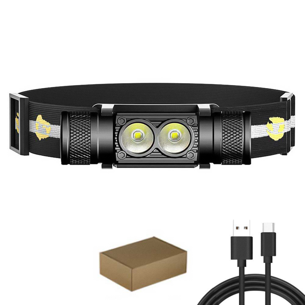 Nyeste type-c usb led pandelampe fiskeri 18650 pandelampe lommelygte jagt pandelampe camping pandelampe lommelygte pandelampe: Blå