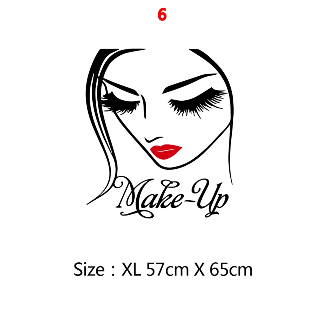 Skønhedssalon vægklistermærke smuk dame frisør til dame & #39 ;s røde læber vinyl makeup klistermærke hår frisør frisør mærkat: 6