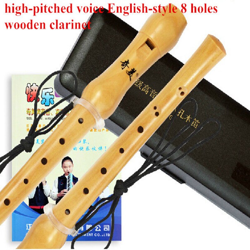 8-Hole Baroque Soprano Wooden Recorder C Key Clarinet High-pitched Voice Vertical Flute with Black Resin Case