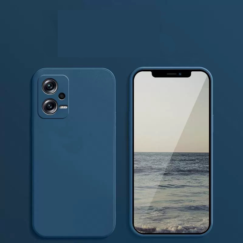 Square Frame Silicone Case For Xiaomi Redmi Note 12 Pro Plus Note12 4G 5G Coque Solid Color Soft Back Cover: Denim / Blue