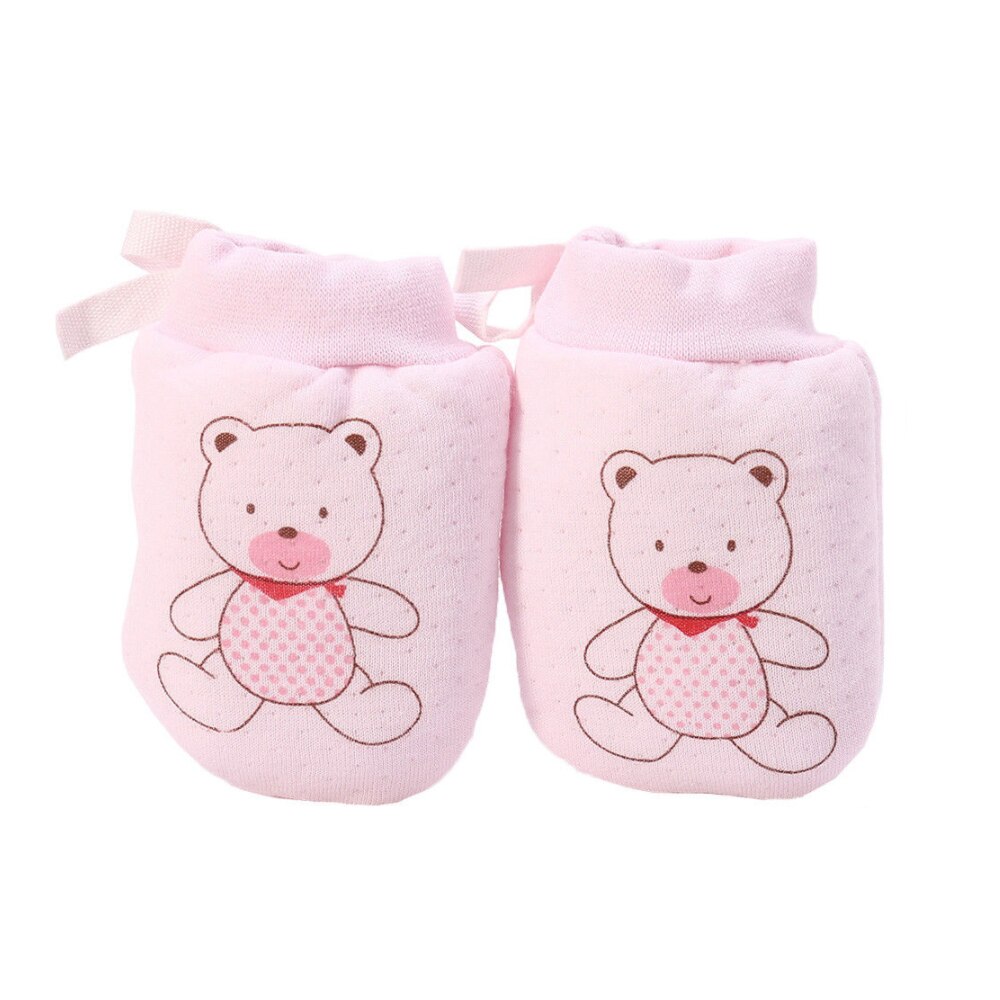 Automne hiver bébé gants 1 paires mignon dessin animé coton bébé infantile garçons filles Anti rayure -né mitaines tissu gants: Pink