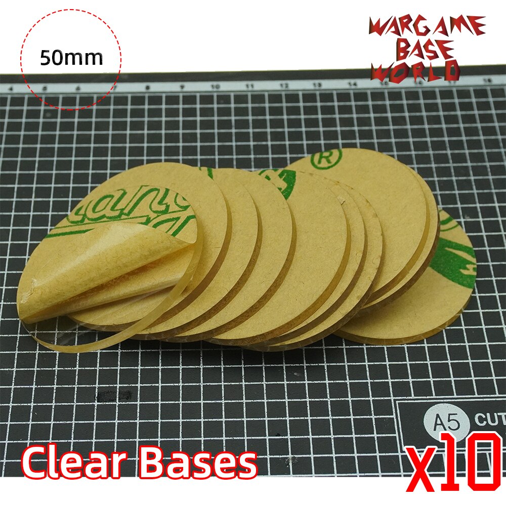 Gennemsigtige / klare baser til miniaturer  - 50mm runde klare baser: 10 baser