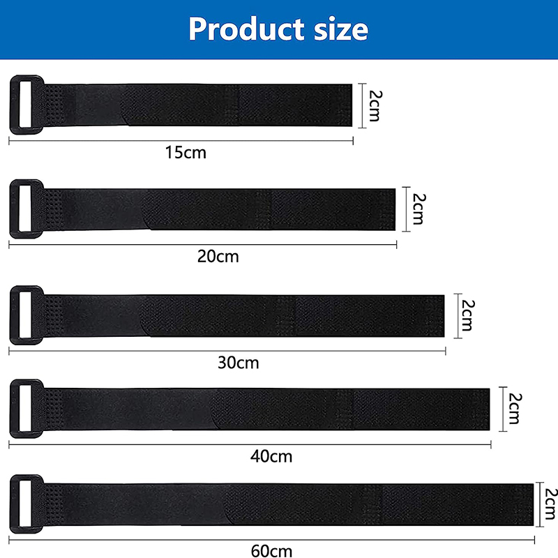 10 pezzi nylon fibbia inversa gancio e cinghia ad anello fascette riutilizzabili cinghie per cavi per filo organizzatore nastro di fissaggio 20/30/40 cm