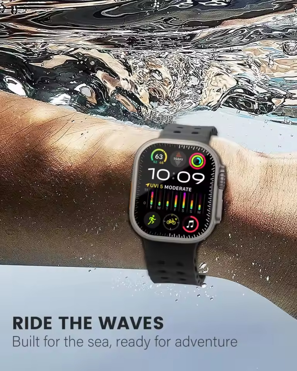 Bracelet en Silicone Souple pour Apple Watch Ultra 2/1, Confortable et Respirant, 49mm 10 46mm 9 8 7 45mm IWatch 6 5 4 SE 44mm