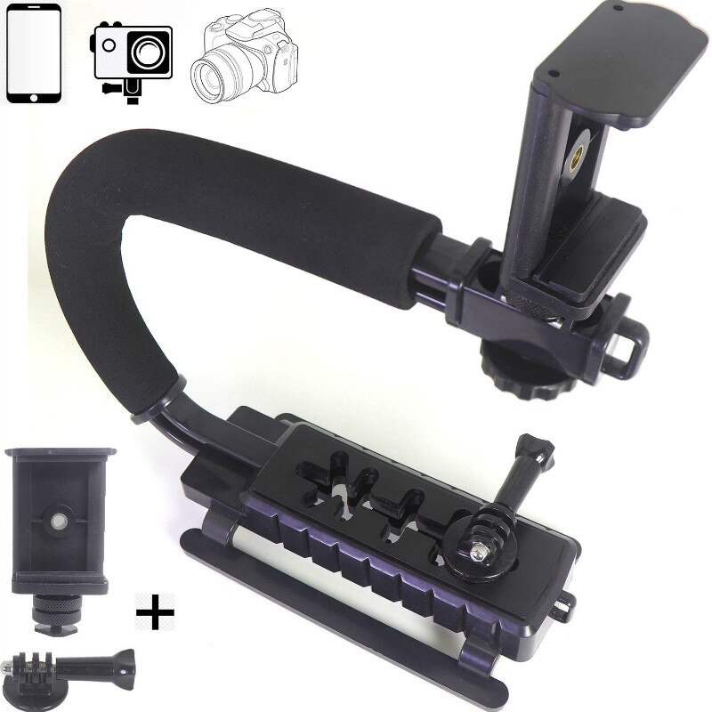 DSLR – stabilisateur vidéo portatif, poignée de stabilisation en forme de C, Vlogging pour téléphones intelligents Canon, Nikon, Sony: Pack Of 1