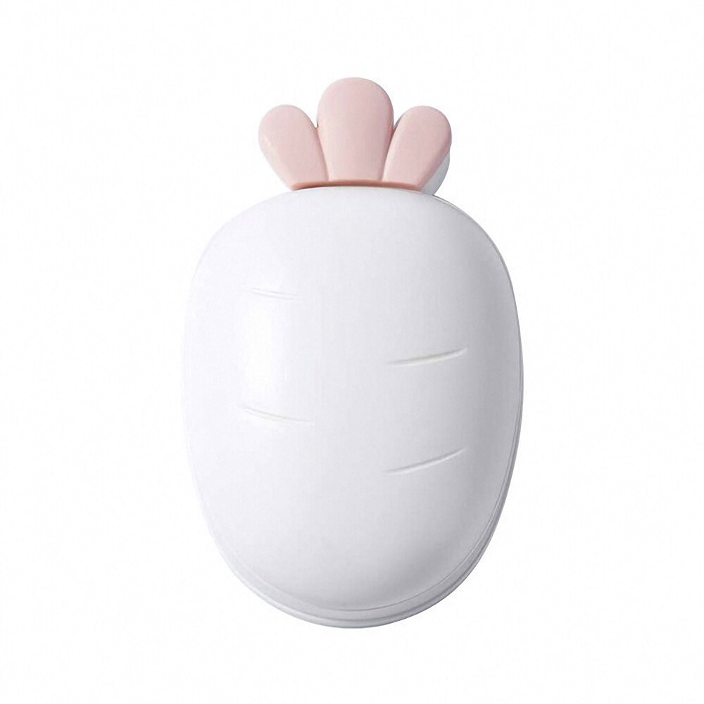 Plato de soporte para jabón con forma de zanahoria y dibujos animados, caja de jabón de doble capa para baño, bandeja antideslizante, accesorios para el baño: White