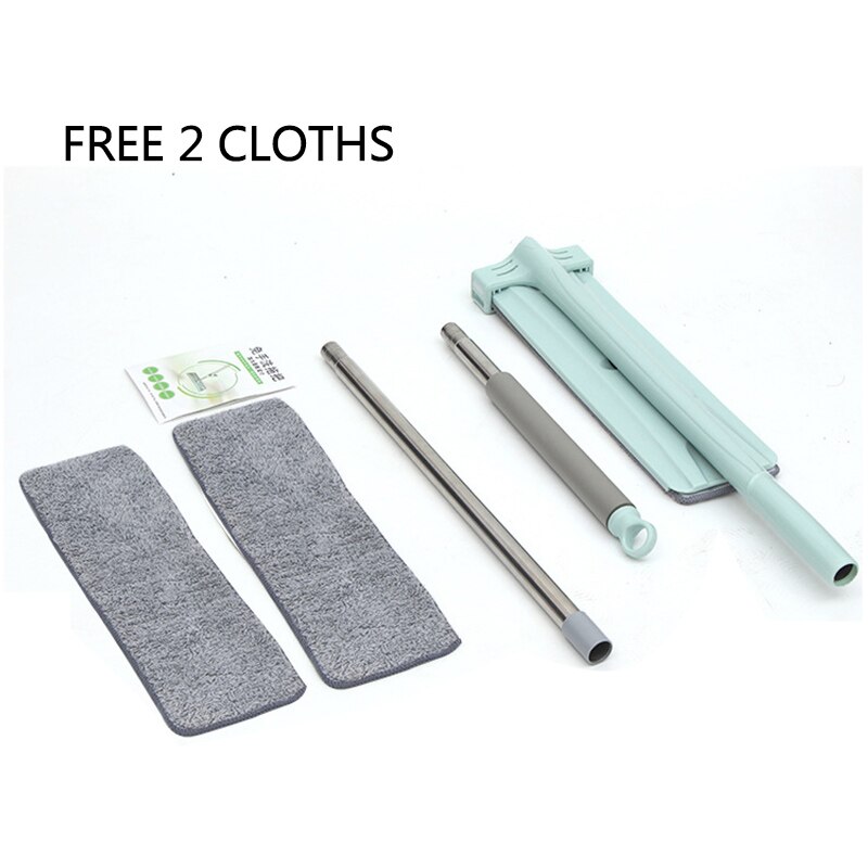 Balai serpillière plat avec manche en acier inoxydable, outil de nettoyage pour la maison et le bureau, tampon microfibre pour le nettoyage du sol de la cuisine: Default Title