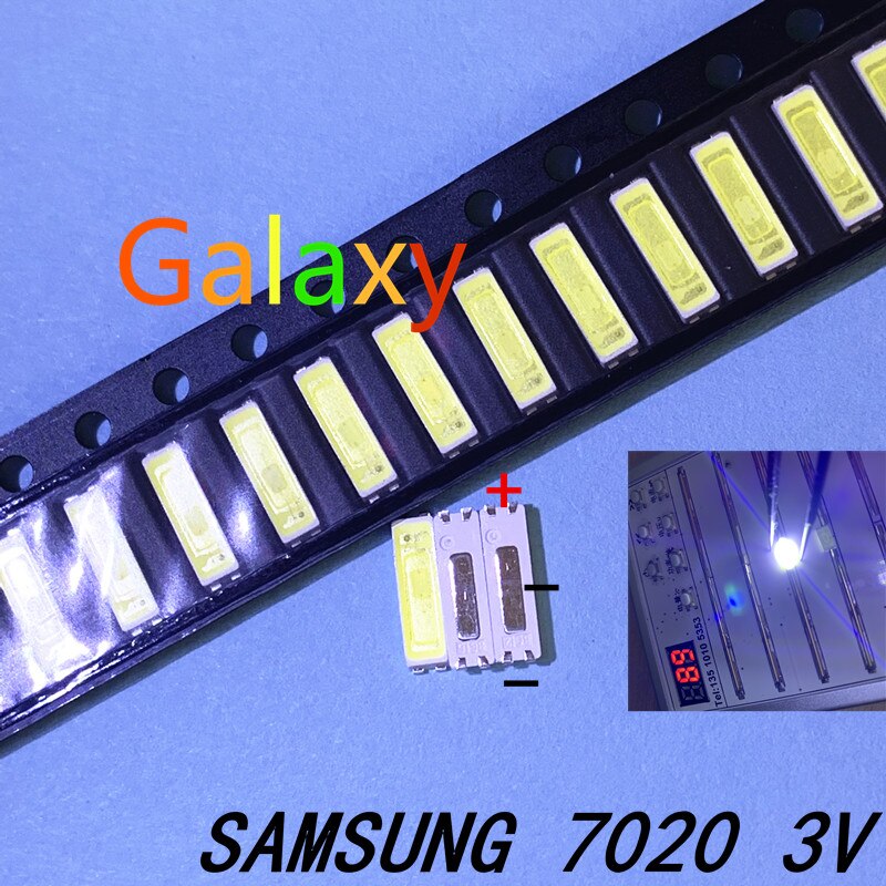 100 stuks koreaanse samsung 7020 tv backlight kralen koud wit 3v 2 watt 700ma 220lm