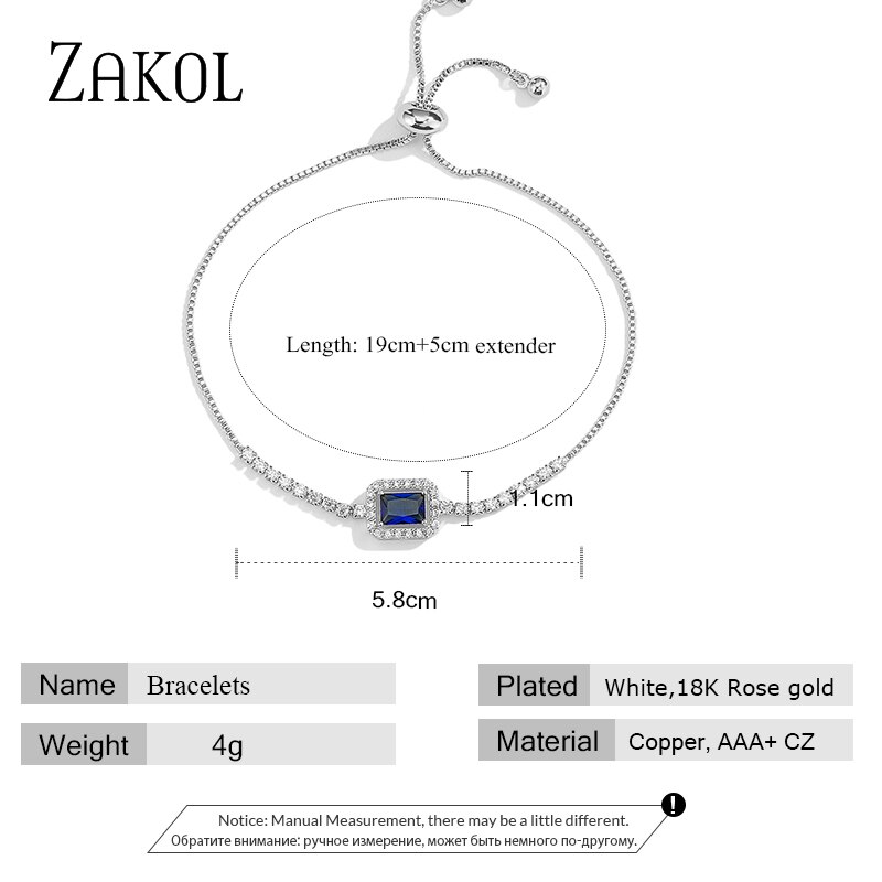 Zakol Luxe Vrouwen Lady Aaa Zirconia Verstelbare Koord Sieraden Armbanden Vriendschap Armbanden Voor FSBP2224