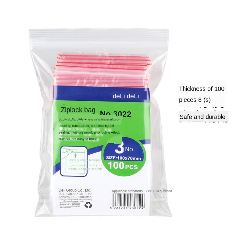 Ziplock Bag Plastic Bags Packaging Sealing Pocket Food Packaging Plastic Bag Transparent Thickening Disposable self-sealing bag: 14X10cm