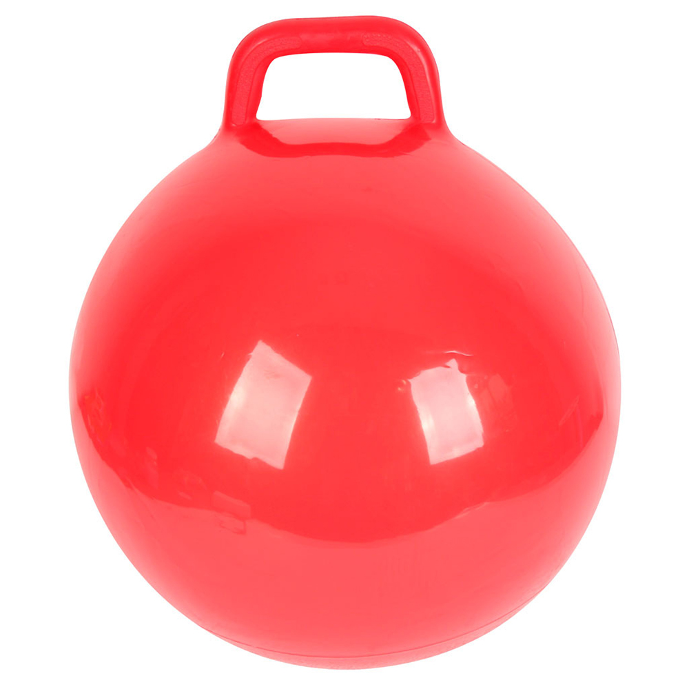 Ren färg uppblåsbar studsande boll barn hoppande hoppboll hoppbollar med handtag för vuxna barn träningsleksak: Röd