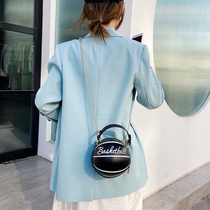 Persönlichkeit weibliche leder Runde Basketball tasche neue geldbörsen für jugendliche frauen umhängetaschen kette Hand taschen