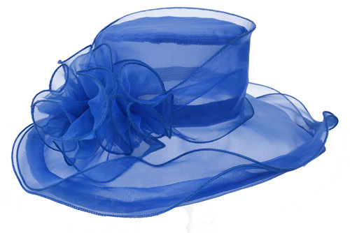 Lawliet Summer Hats for Women Organza Wide Brim Sun Hat Kentucky Derby Wedding Church Tea Party Floral Cap A002: Blue