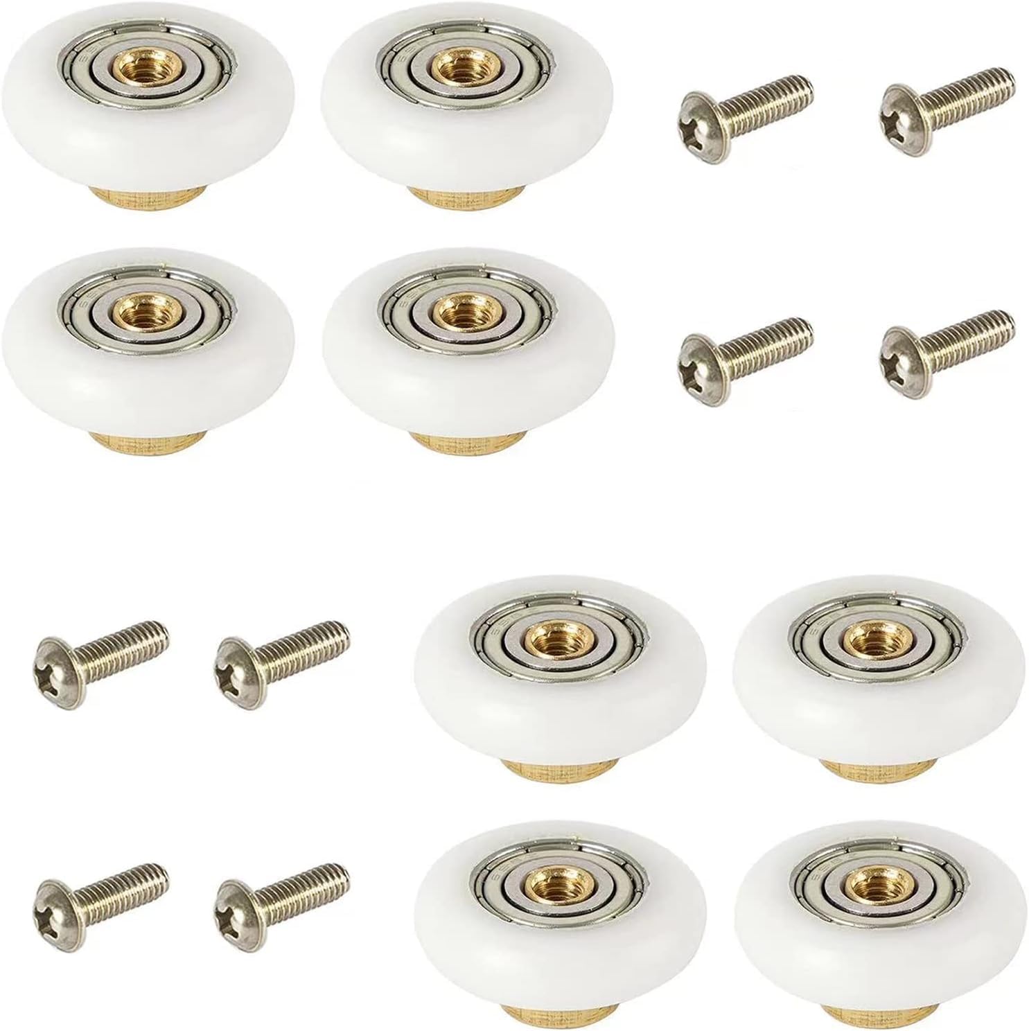 8PCS Shower Door Rollers Runners Wheels Replacement Part Bathroom Glass Door Runner Sliding Shower Door Roller Wheel,19MM: Brown