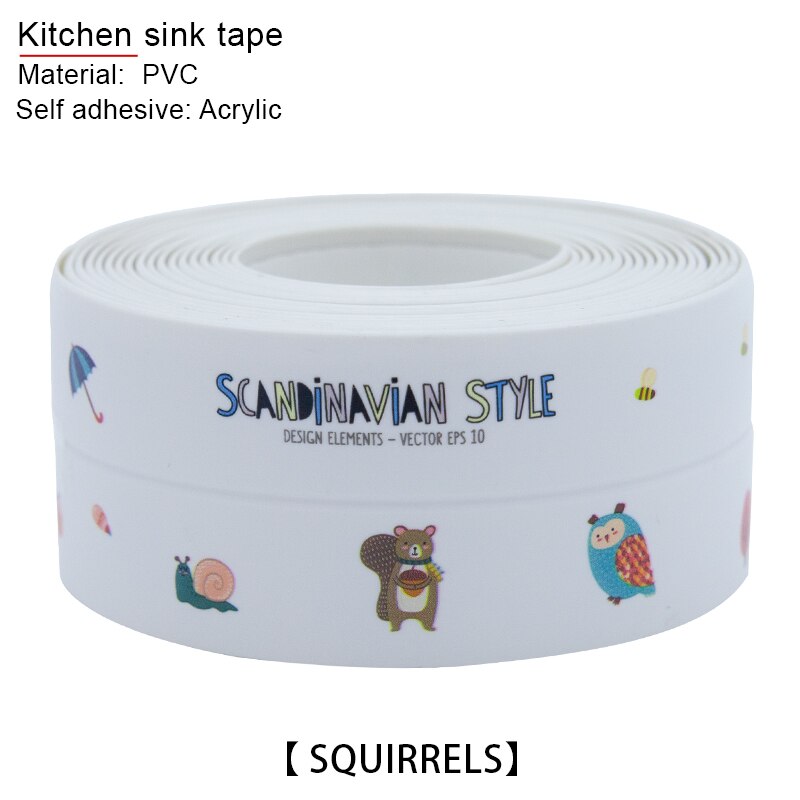 Pvc Zelfklevende Waterdichte Douche Wastafel Bad Edge Muursticker Voor Keuken Badkamer Bad Vloer Afdichting Kalefateren Strip Tape: Squirrels 3.8cm