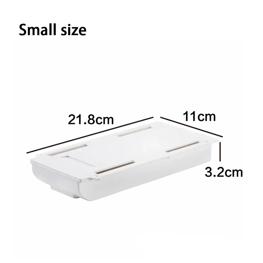 Adhesive Under Desk Drawer Organizer Hidden Table Storage Box Slide Out Tray Simple Sundries Cosmetics Stationery Organizer: Light Grey / 16-20 Cells