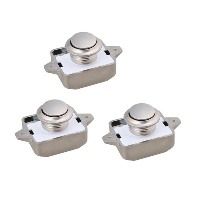 3Pcs Camper Auto Push Lock Diameter 26Mm Rv Caravan Boot Motor Kast Lade Klink Knop Sloten: nickel color