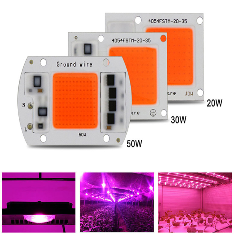 20W 30W 50W COB LED Grow Light Chip AC 220V Full Spectrum Phyto Lamp 280nm-840nm Plant Seedling Flowers Growth Lamp Beads