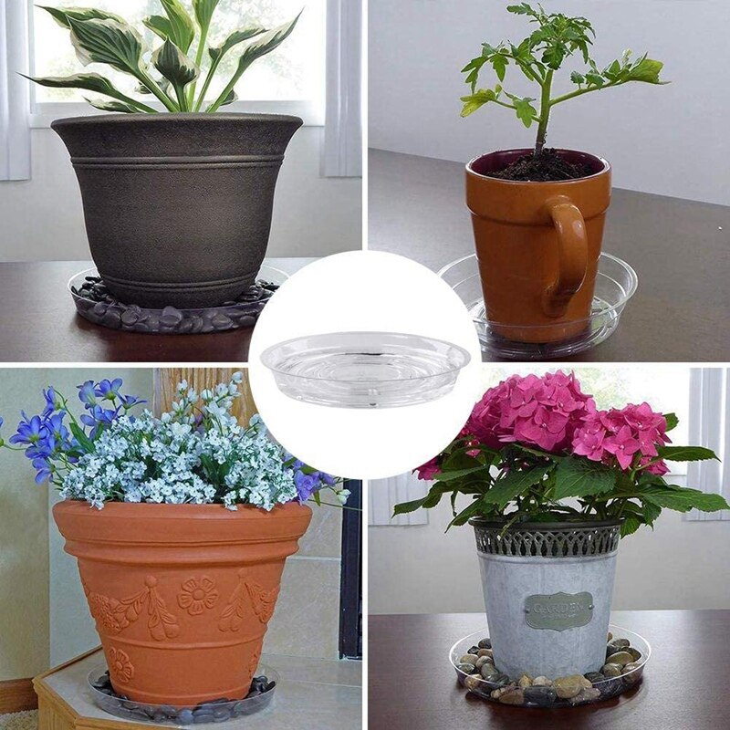 Clear Plant Saucers Excellent Transparent Drip Tray Flower Pot Mat for Indoor & Outdoor Plants 24 Pieces/Set