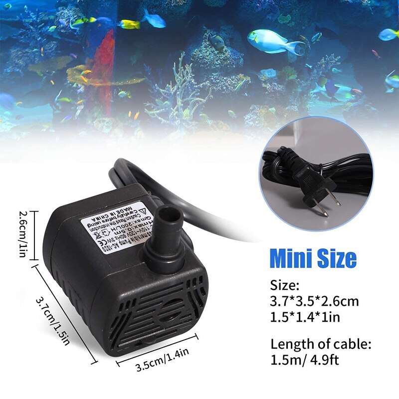 3W USB 4W Mini Submersible Water Pump Small Fountain Pump for Pond Aquariums Fish Tank Tabletop Fountain Pet Fountain EU US Plug
