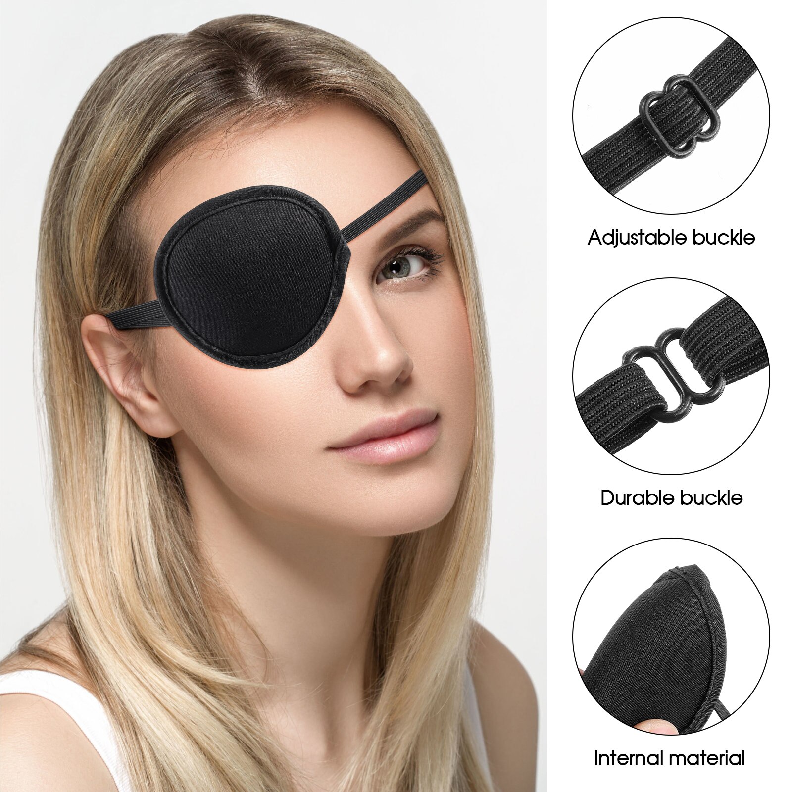 Adjustable Single Eye Patch Adults Kids Eye Patch Elastic Strap Eye Patch Cosplay Eye Patch Prop