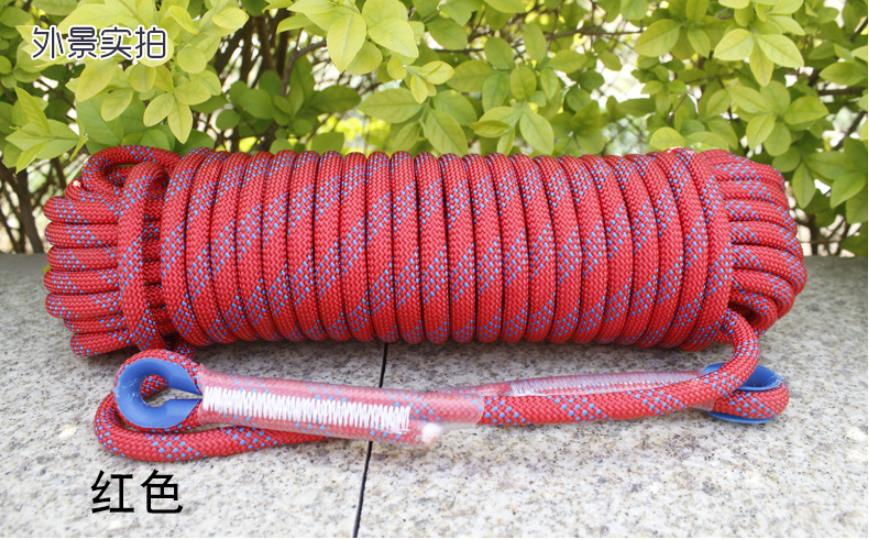 Corde d'escalade de 10m/20m/30m, diamètre de 9mm, résistante à l'usure, outil de randonnée d'urgence en plein air, nouveauté 2022: Red / Paracord-30m