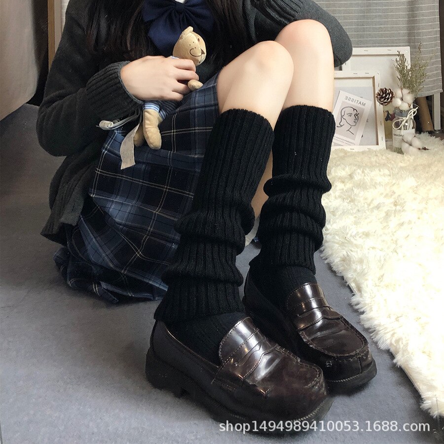 Beenwarmers Punk Beenwarmers Dij Kalf Sokken Benen Warmers Dij Sokken Warm Winter Womens Sokken Harige Beenwarmers: Black