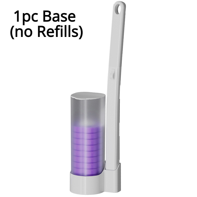 1 sett engangs toalettbørste engangs toalettbørstehoder påfyllingserstatning uten døde hjørner baderomsrengjøringsbørste: Gul