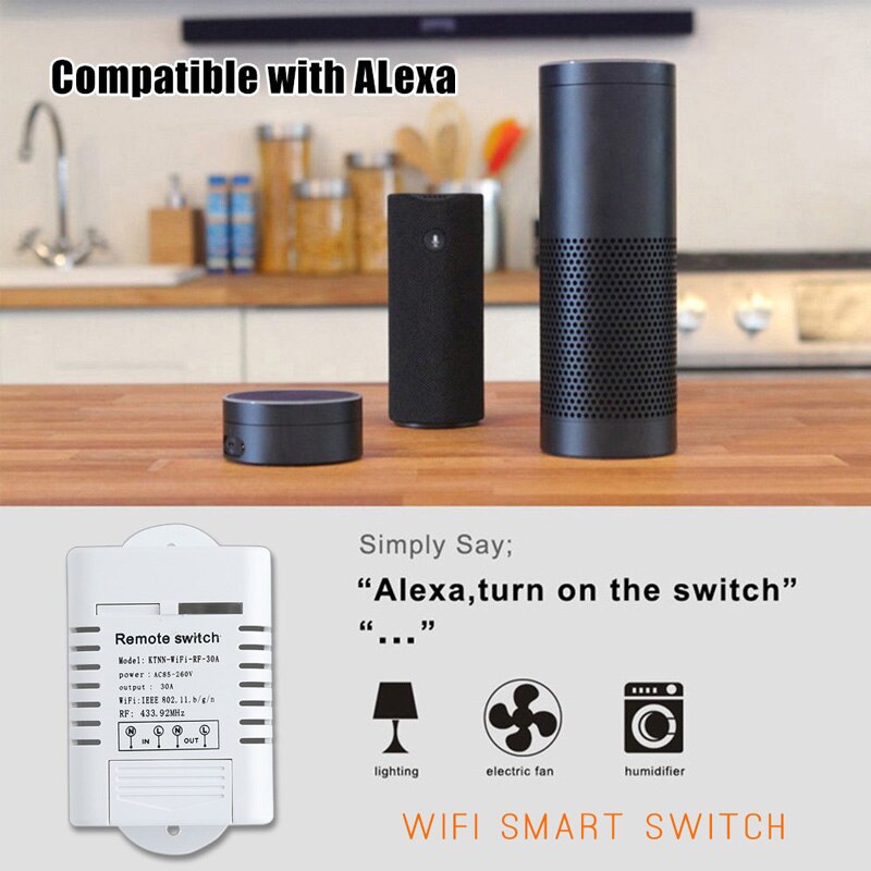 KTNNKG – interrupteur relais Wifi haute puissance 30A, 110-220V, 433MHz, pour chauffe-eau, sans fil, contrôle via application, pour maison intelligente