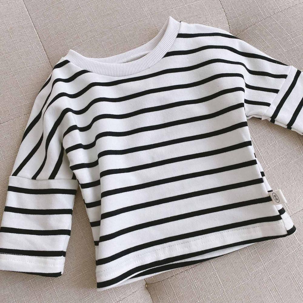 AmyaBaby Kleinkind Mädchen Hemd Baumwolle gestreift Neugeborenes Baby Kleidung Herbst Baby Mädchen Langarm Spitzen unisex Jungen T-Hemden