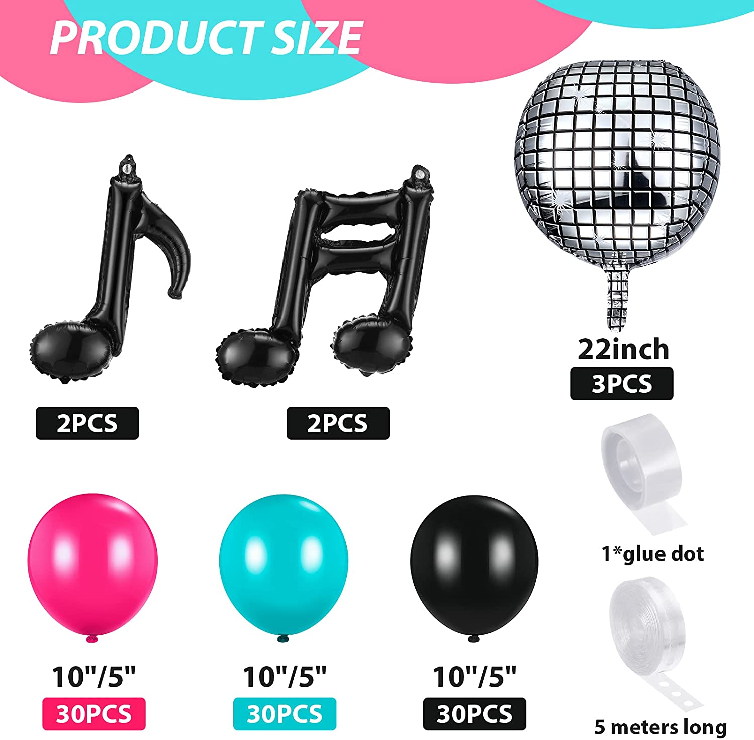 Ballons de musique en forme d&#39;arche pour anniversaire, Kit de guirlande en aluminium pour fête prénatale, notes de musique, décorations à réaliser soi-même