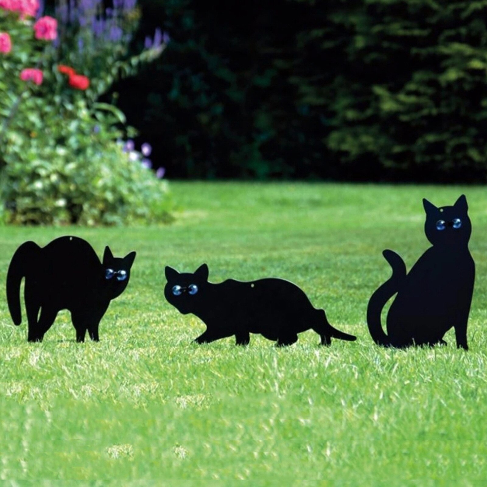 Outdoor Halloween Decorations Courtyard Black Cat Plastic Card Insertion Sign Waterproof Plastic Card Insertion Sign reutilisabl