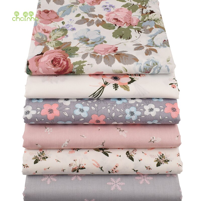 Chainho,6 Stks/partij Bloemen Serie Twill Katoen Stof, Patchwork Doek, diy Naaien Quilten Fat Quarters Materiaal Voor Baby & Kind