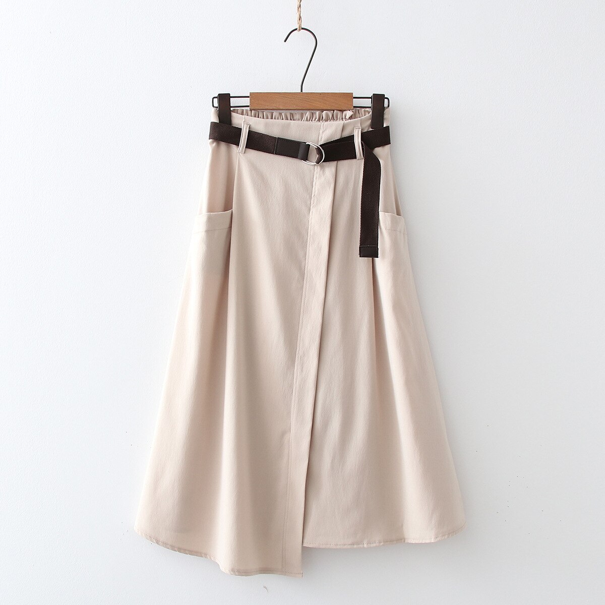 H.sa Preppy Style Girls Women Spring Summer Solid Black Split High Waist Tunic Long A-Line Skirts jupe longue femme: SZJT261  White