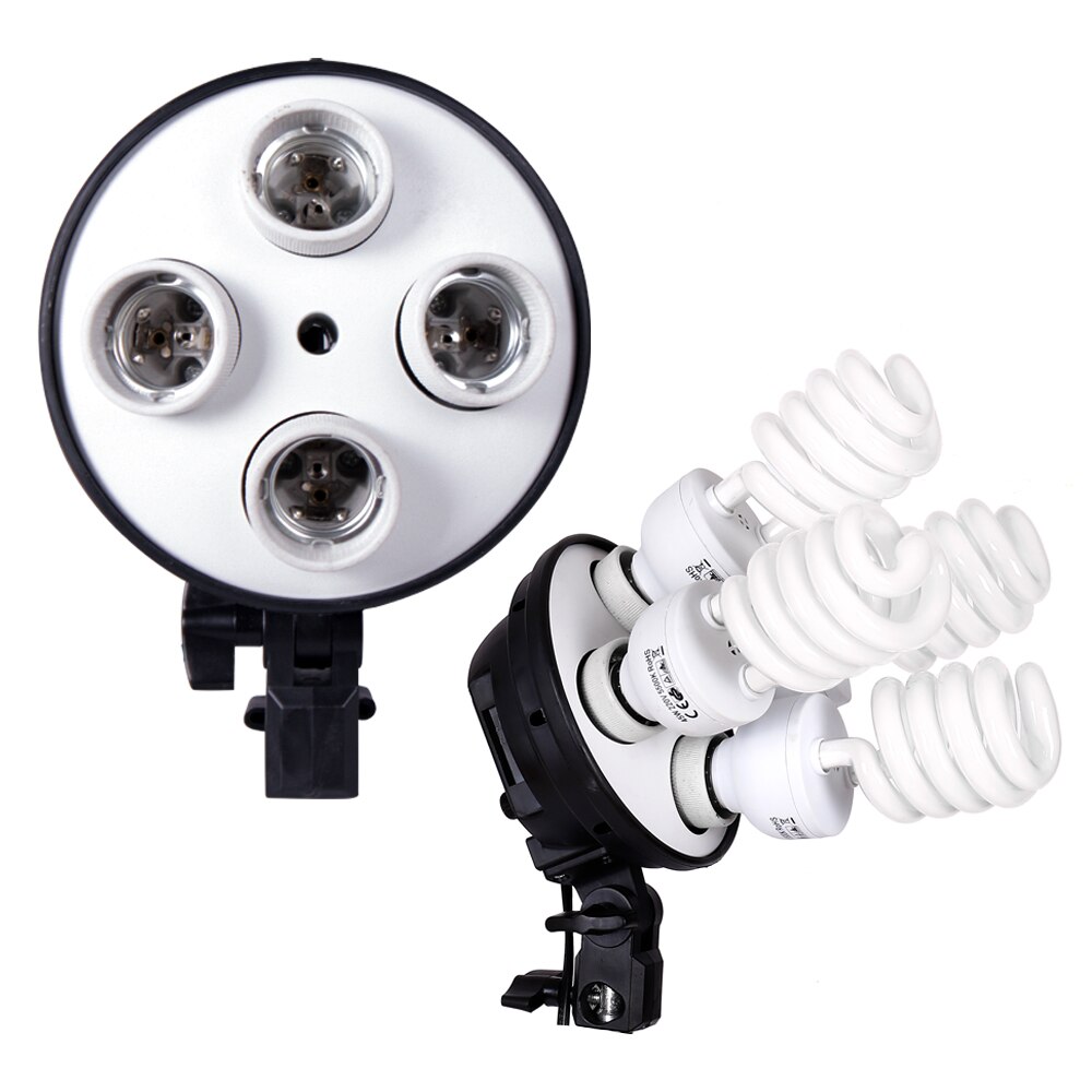 Fotografie 4 In 1 E27 Socket Light Bulb Lamp Holder Adapter Voor Foto Video Studio Softbox