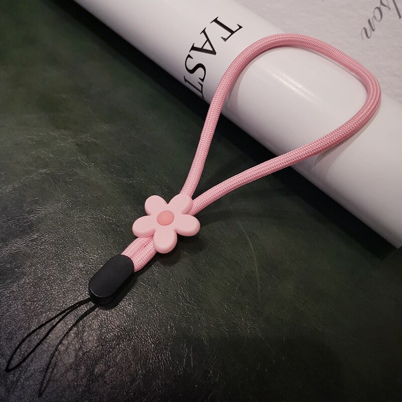 Flower Bracelet Wrist Strap Short Braid Phone Lanyard for iphone 12 13 huawei redmi xiaomi Samsung Camera GoPro String Holders: pink