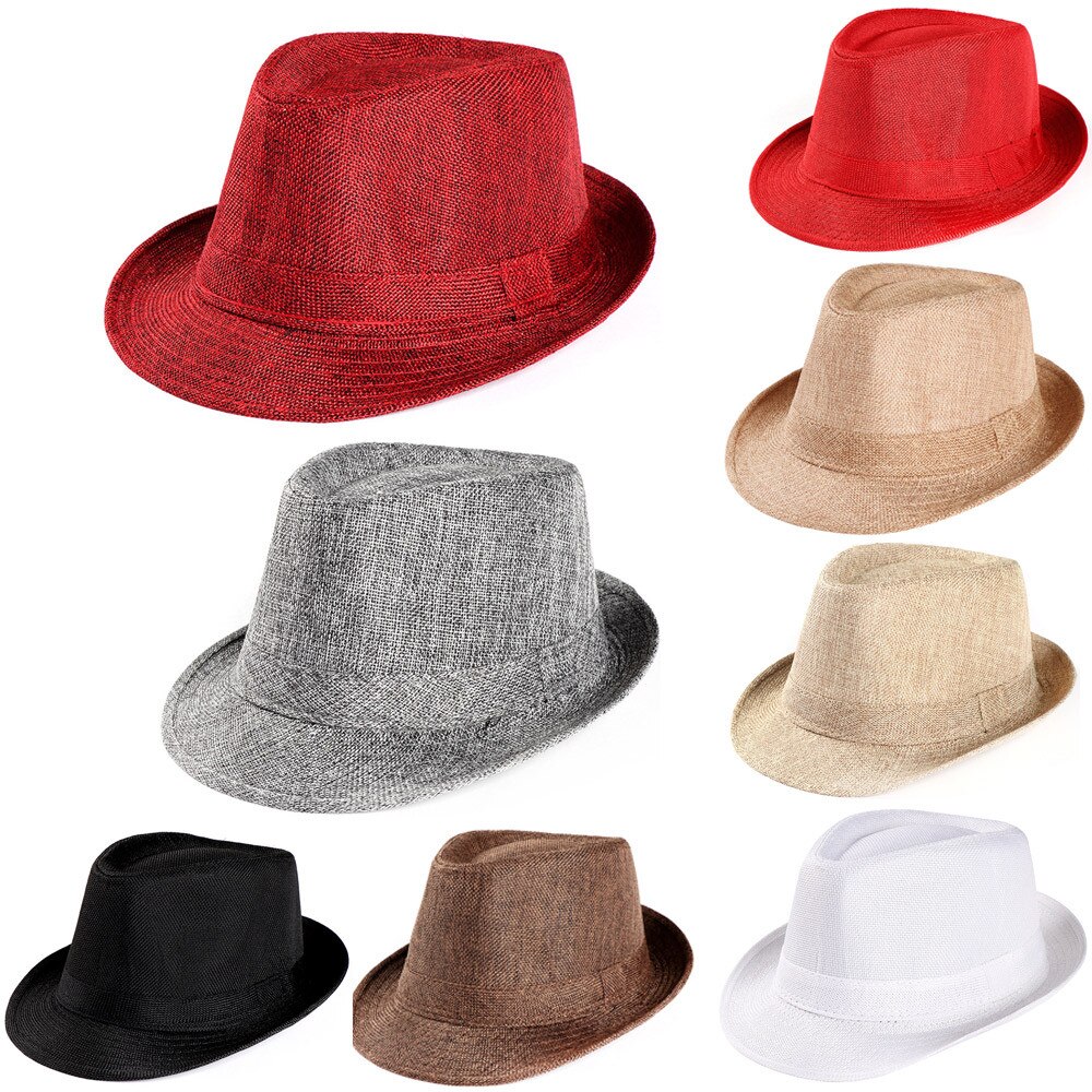 Unisex Trilby Gangster Cap Strand Sonne Strohhut Band Sonnenhut Hüte Caps chapeau femme sombrero mujer gorro muts casquette шляпа