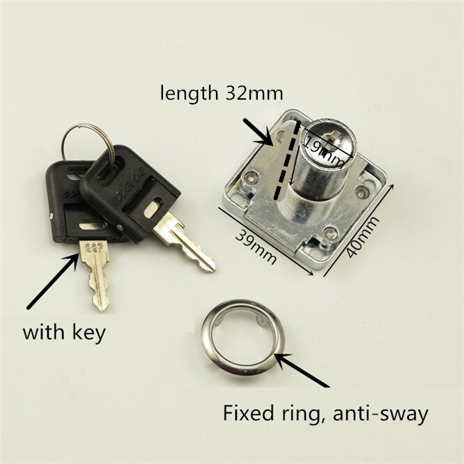10pcs/lot Zinc Alloy 32mm Cam Lock Door Barrel Cabinet Mail Box Locker Cupboard Lock With Key Office Desk Letter Box Cam lock