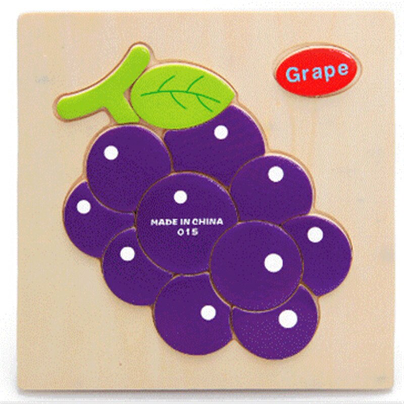 holz 3D Puzzle Puzzle Holz Spielzeug Für Kinder Cartoon Tier Puzzles Intelligenz Kinder Kinder Pädagogisches Spielzeug: Grape