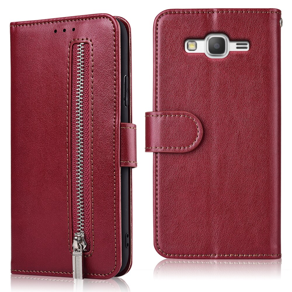 Für Auf Samsung Galaxy J7 Neo (Nxt) fall Zipper Flip Brieftasche Ledertasche Für Samsung J7 Neo (Nxt) Abdeckung Für J7 Neo (Nxt): 61zipper--Winered