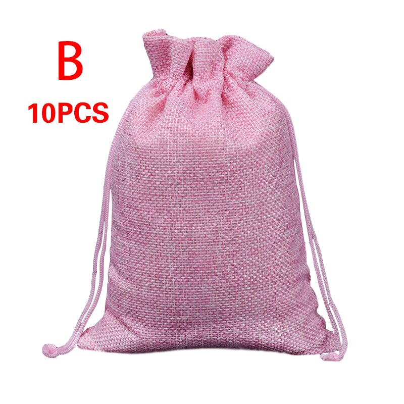 10Pcs Linnen Trekkoord Tassen Bundel Pocket Katoen Opbergzakken Voor Christmas Verpakking Tassen Linnen Trekkoord Zak Decoratie: 8X10cm / 02