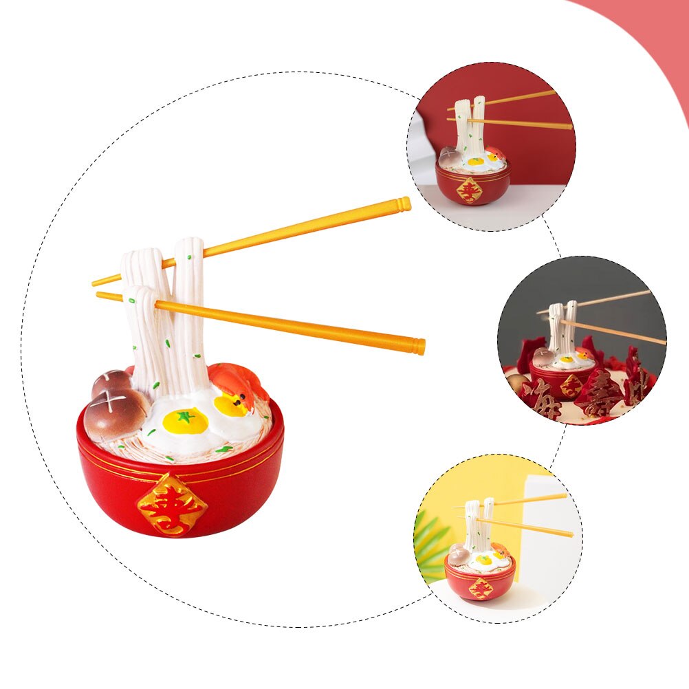 Chinese Style Birthday Cake Decor Resin Longevity Noodle Resin Birthday Noodle Decor