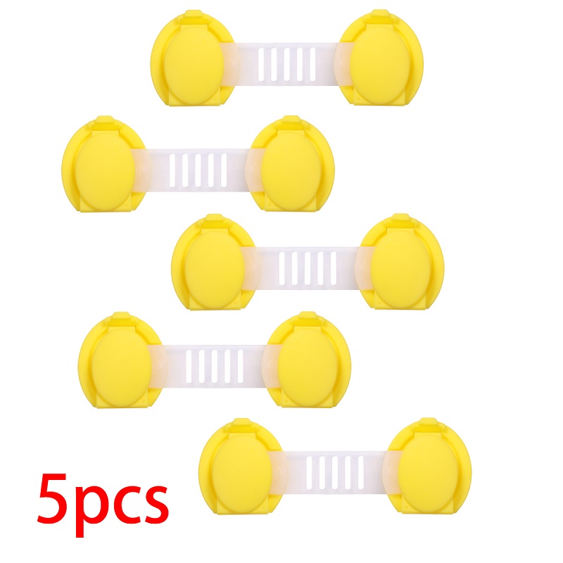 5pcs/lot baby safety child lock refrigerator drawer for cabinets locker sliding door fridge protection of children locking doors: 5 pcs yellow